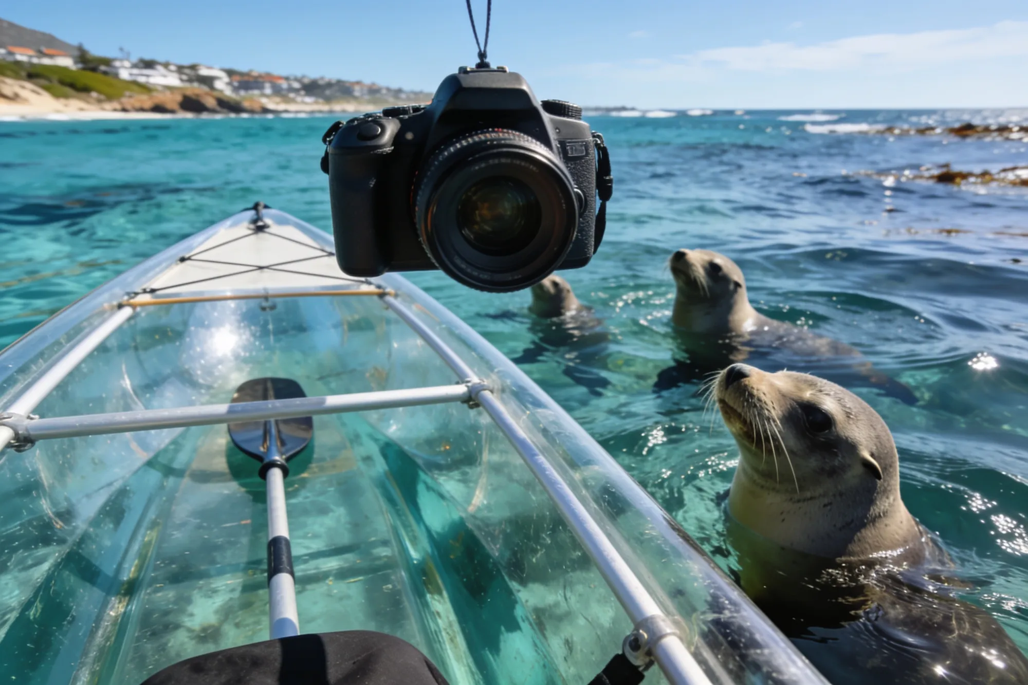 Photo: A transparent kayak over seals