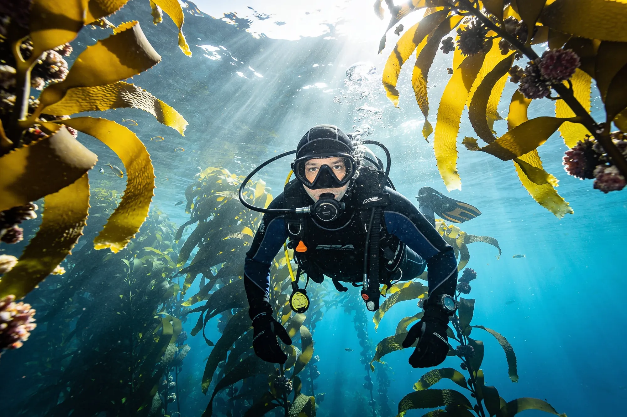 Photo: A diver in a Cape kelp forest