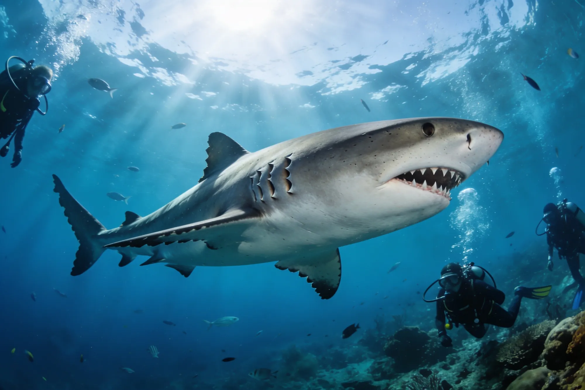 Photo: A ragged-tooth shark at Aliwal