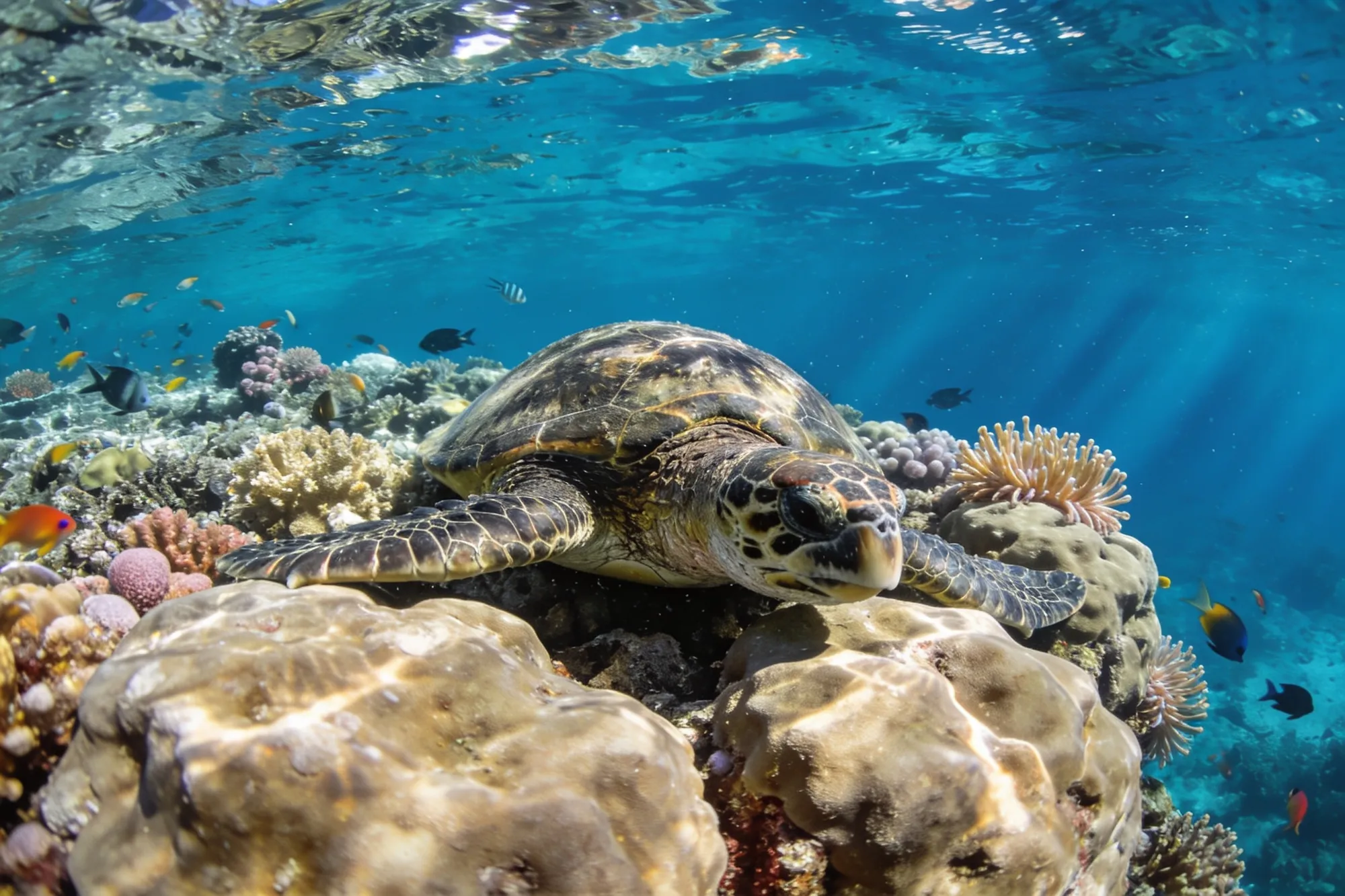 Photo: A turtle on the reef