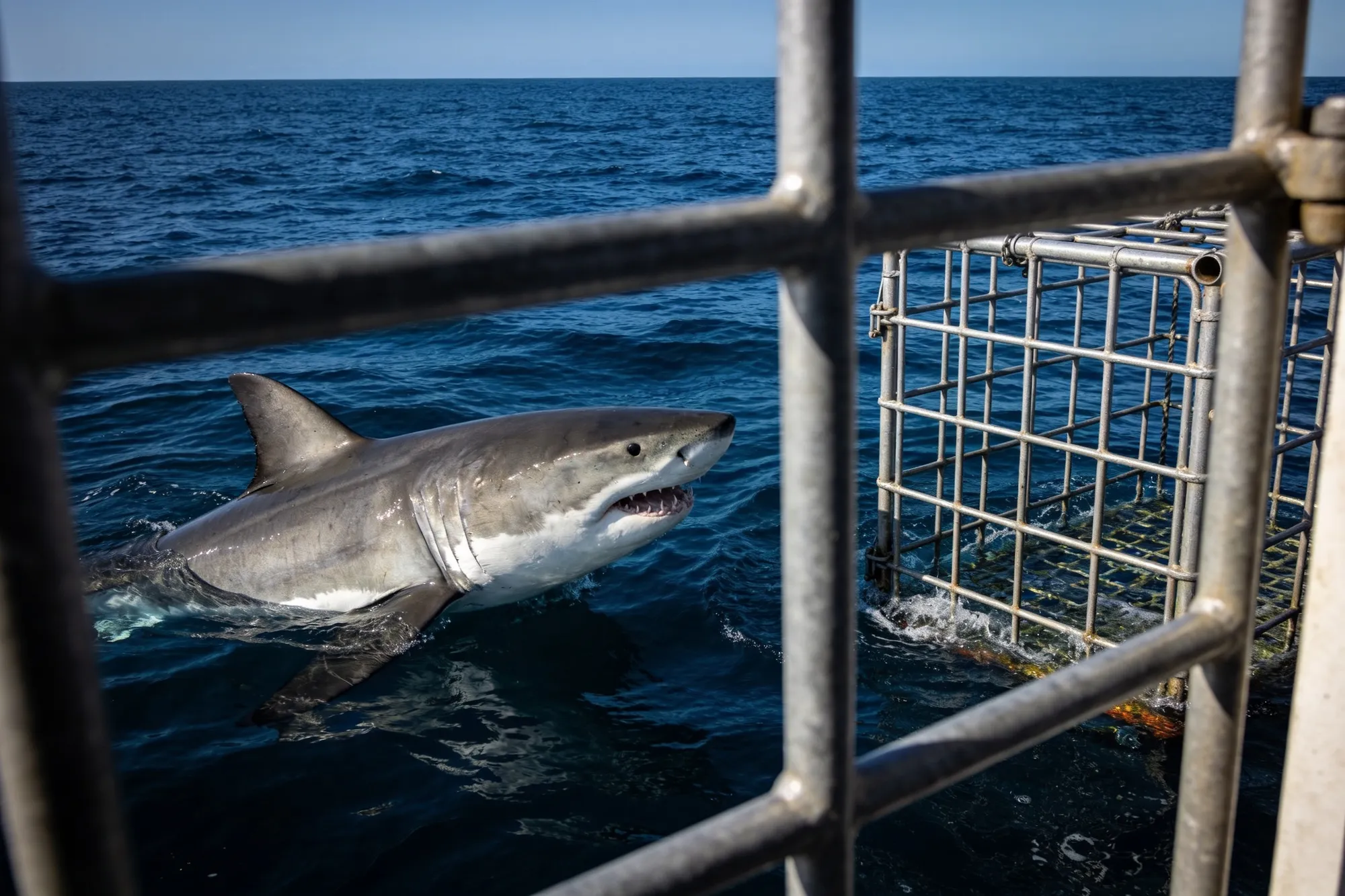 Photo: A shark-diving boat