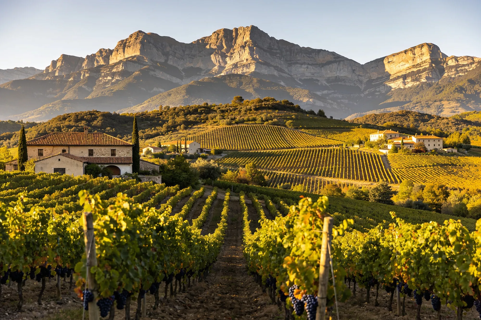 Photo: Vineyards below the mountains