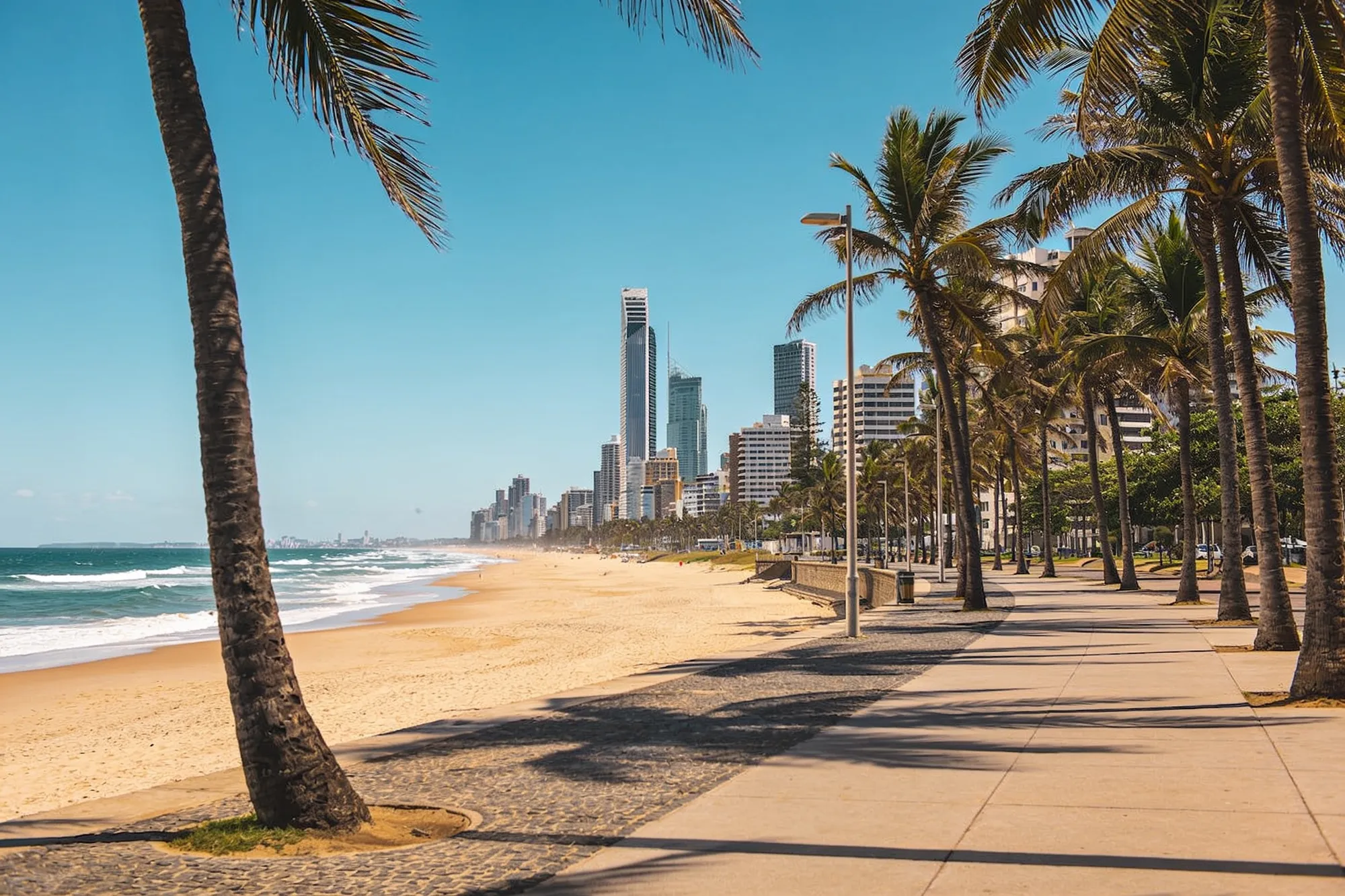 The Golden Mile beachfront and Durban skyline along the Indian Ocean