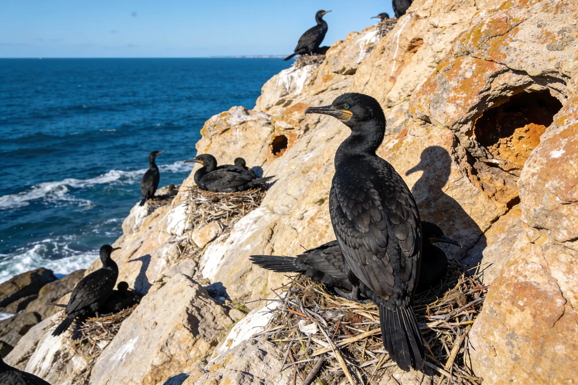 Photo — Breeding cormorants at the point