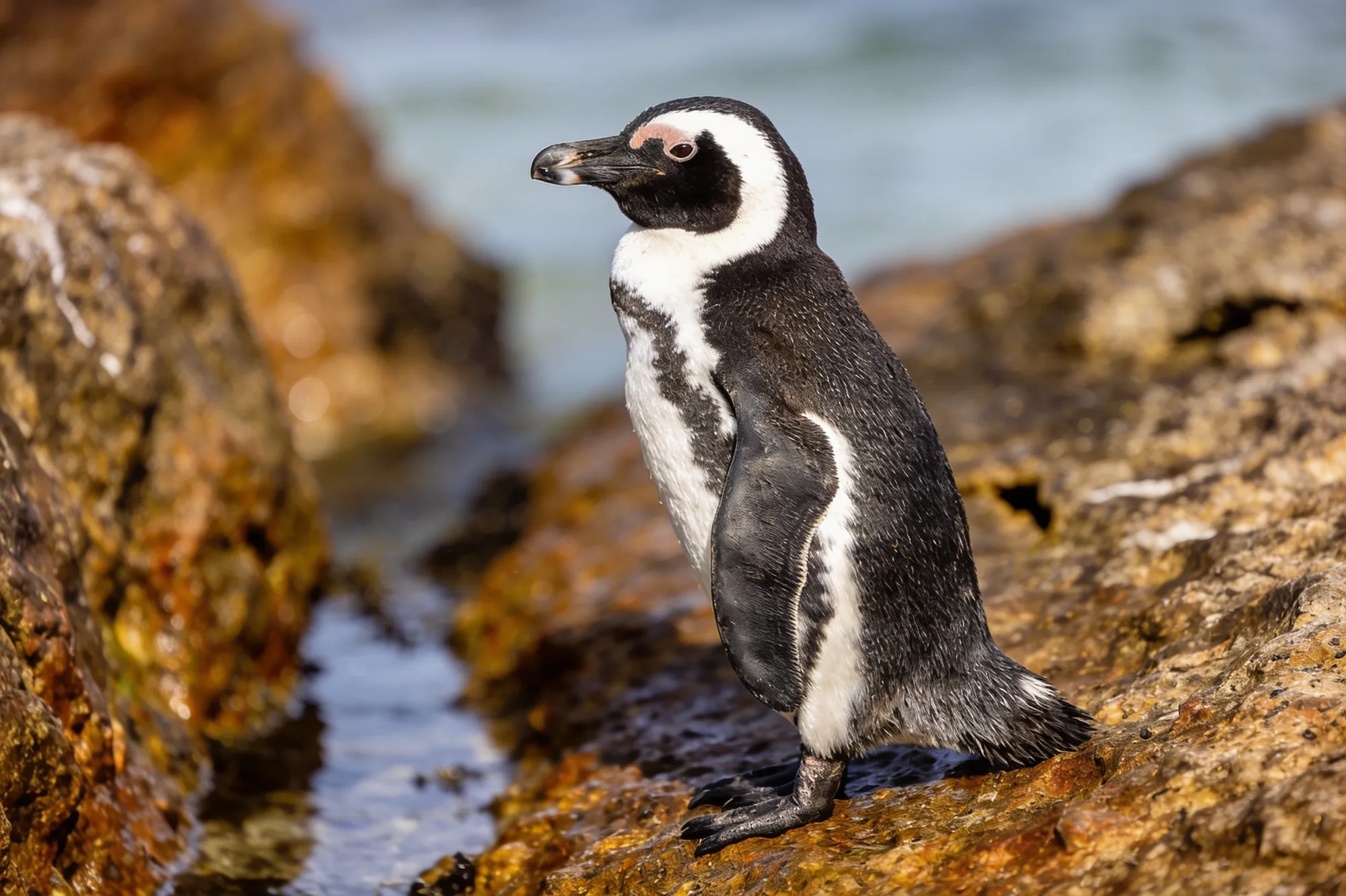 Photo — An African penguin on the rocks