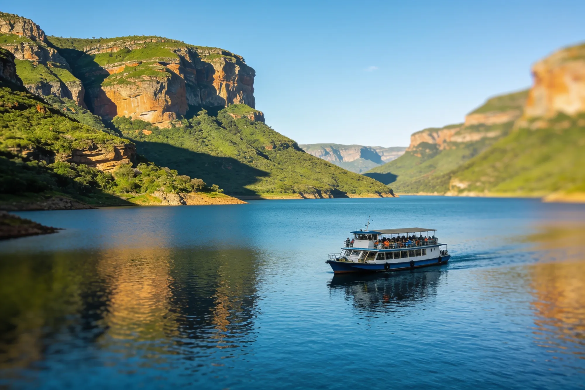 Photo — A boat cruise on the dam