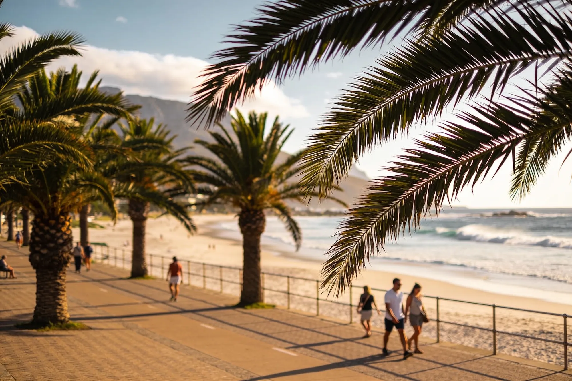 Foto: el paseo bordeado de palmeras