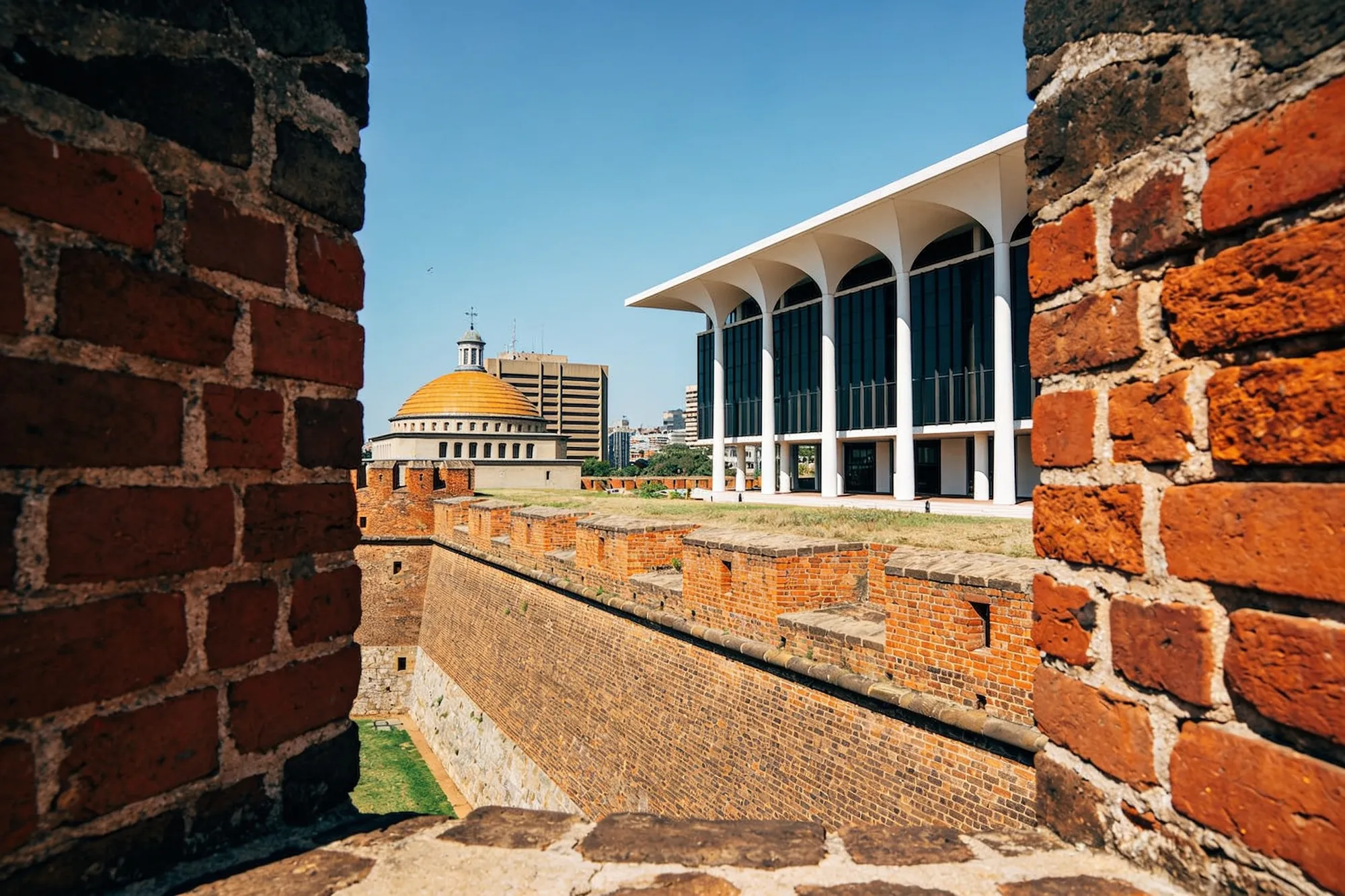 The old prison ramparts and the Constitutional Court at Constitution Hill