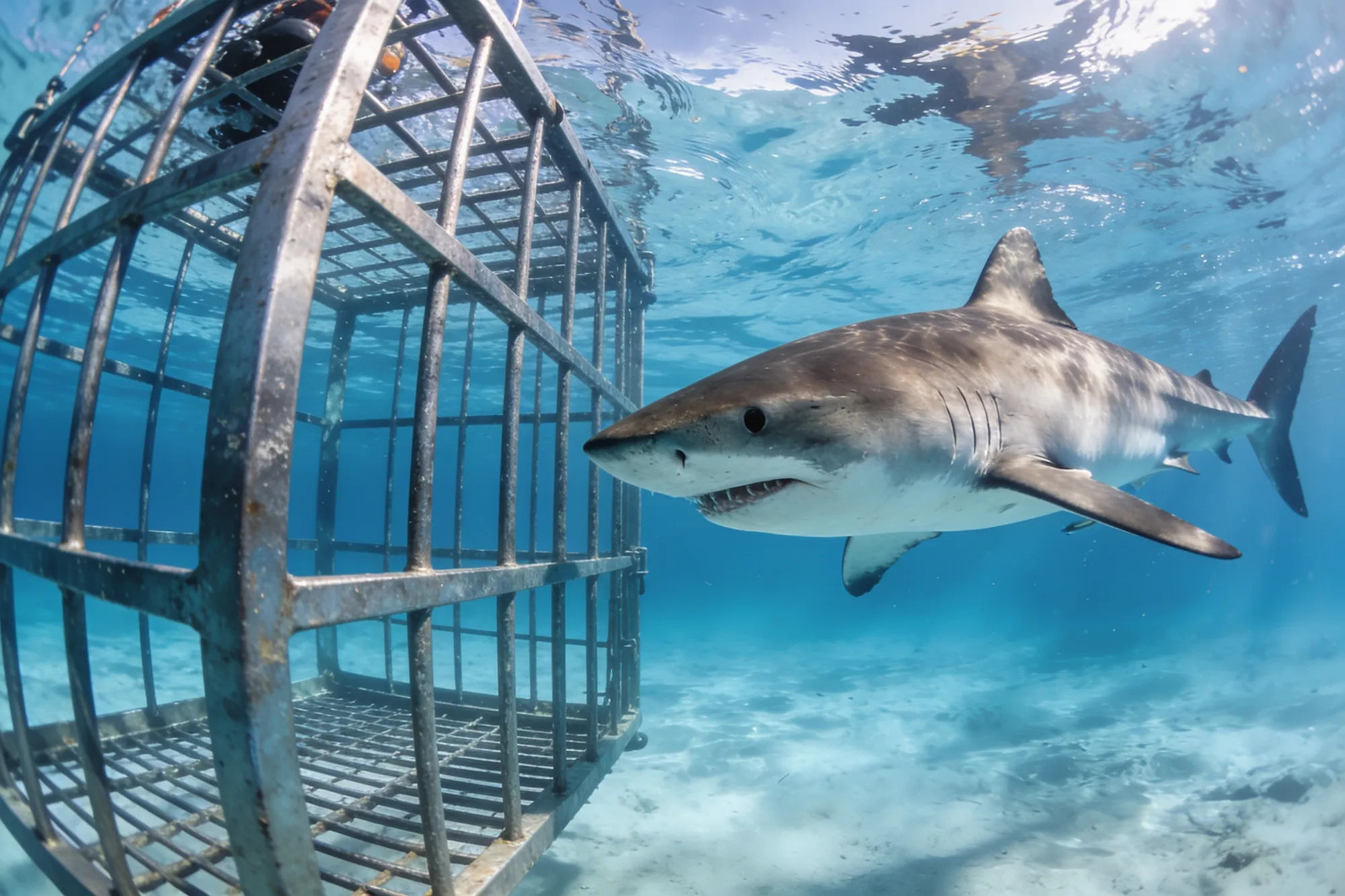 The cage and Shark Alley
