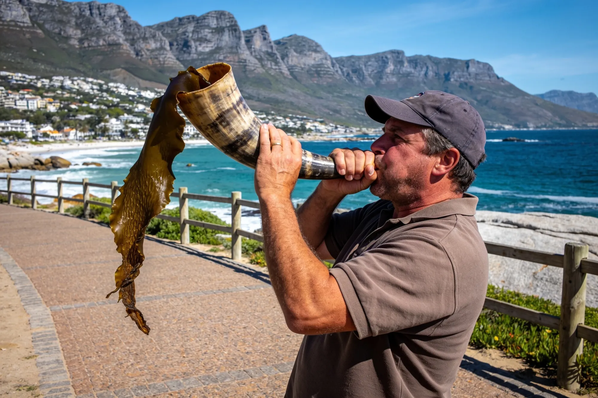 Photo: The whale crier and his kelp horn