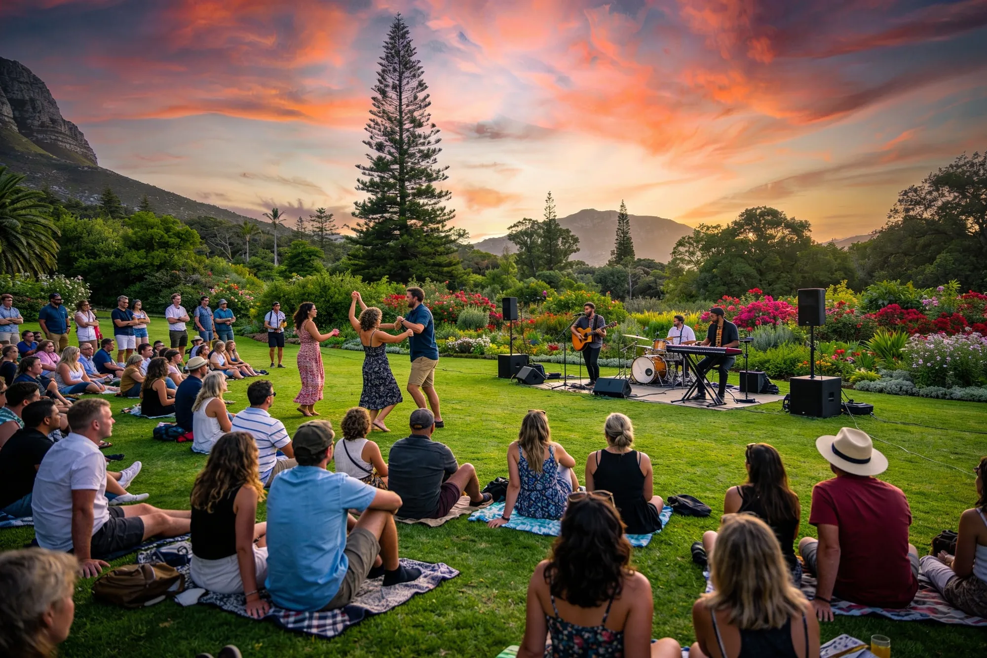 Un picnic y música en directo sobre el césped