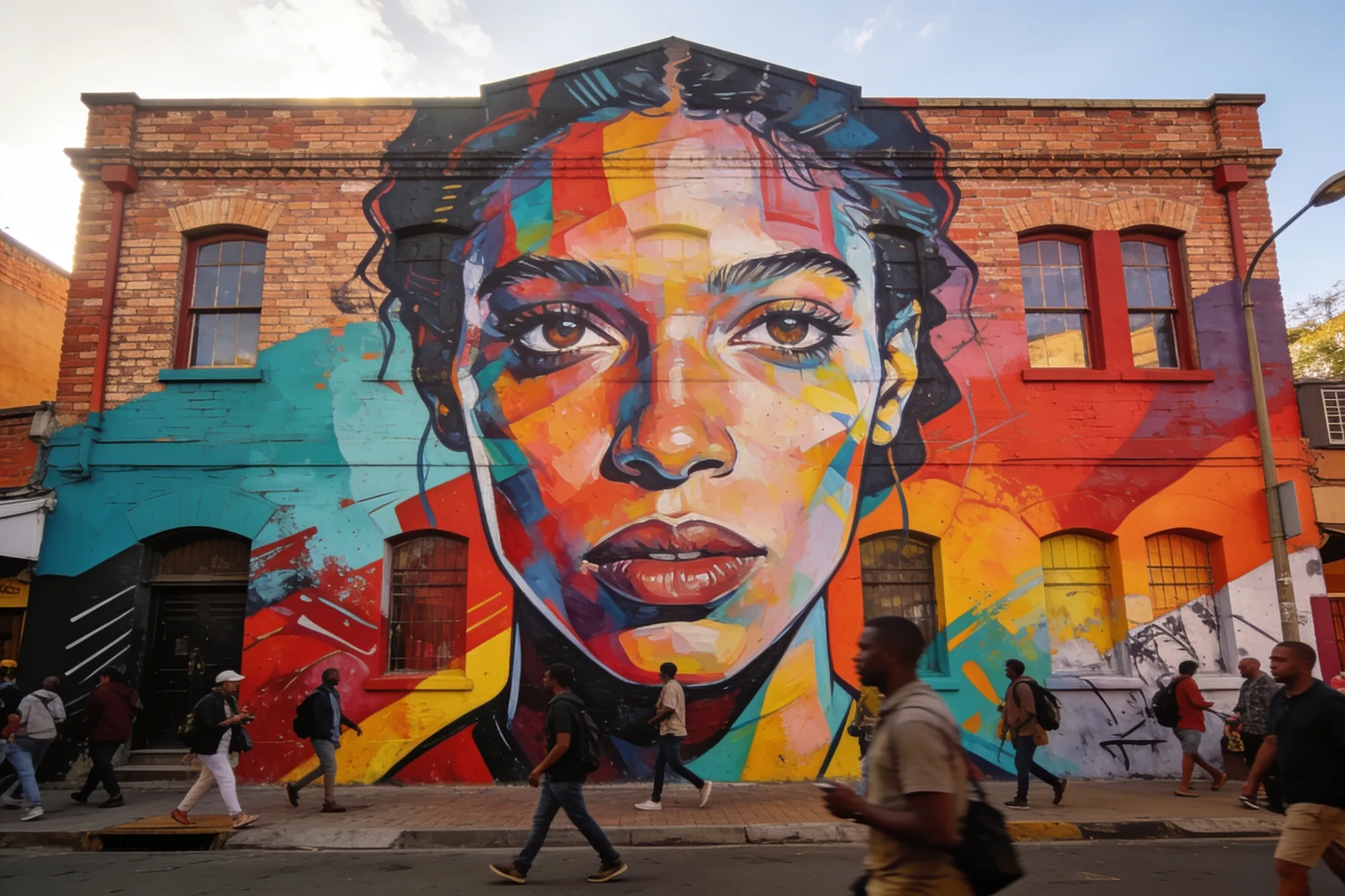 Photo — A full-facade mural on Fox Street