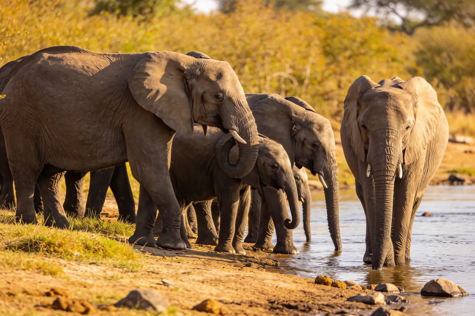 Photo: Elephants on the riverbank