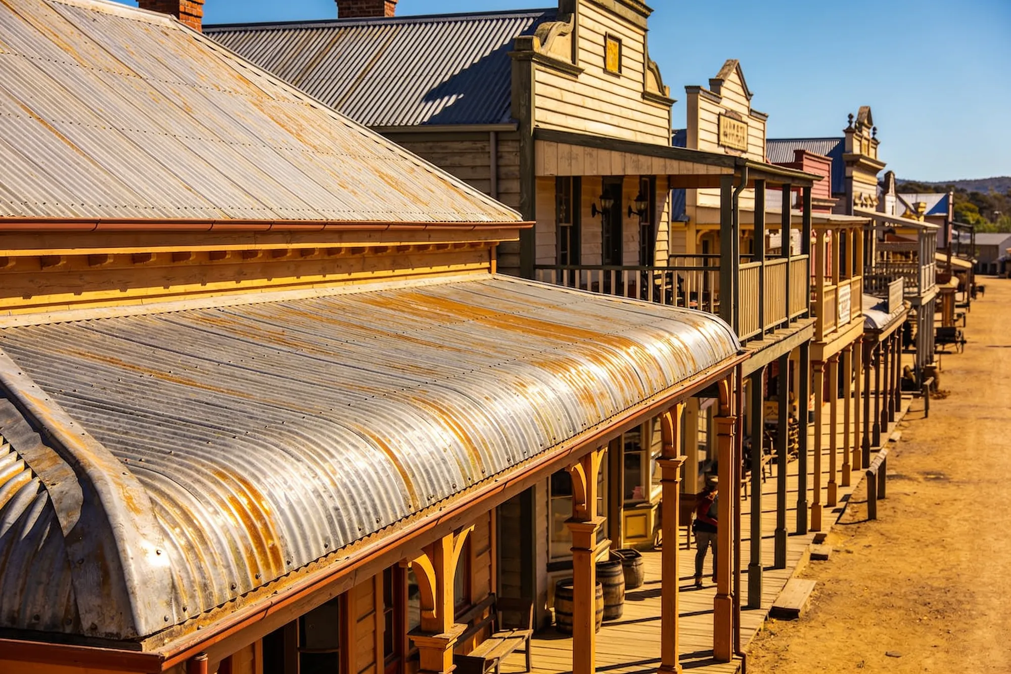 Tin-roofed Victorian shops along the main street of Pilgrim's Rest