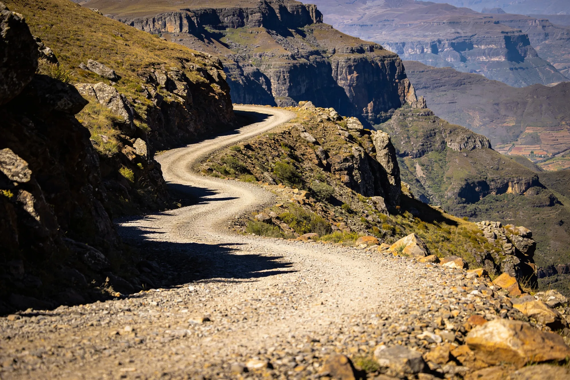 The switchbacks of the Sani Pass climbing into Lesotho