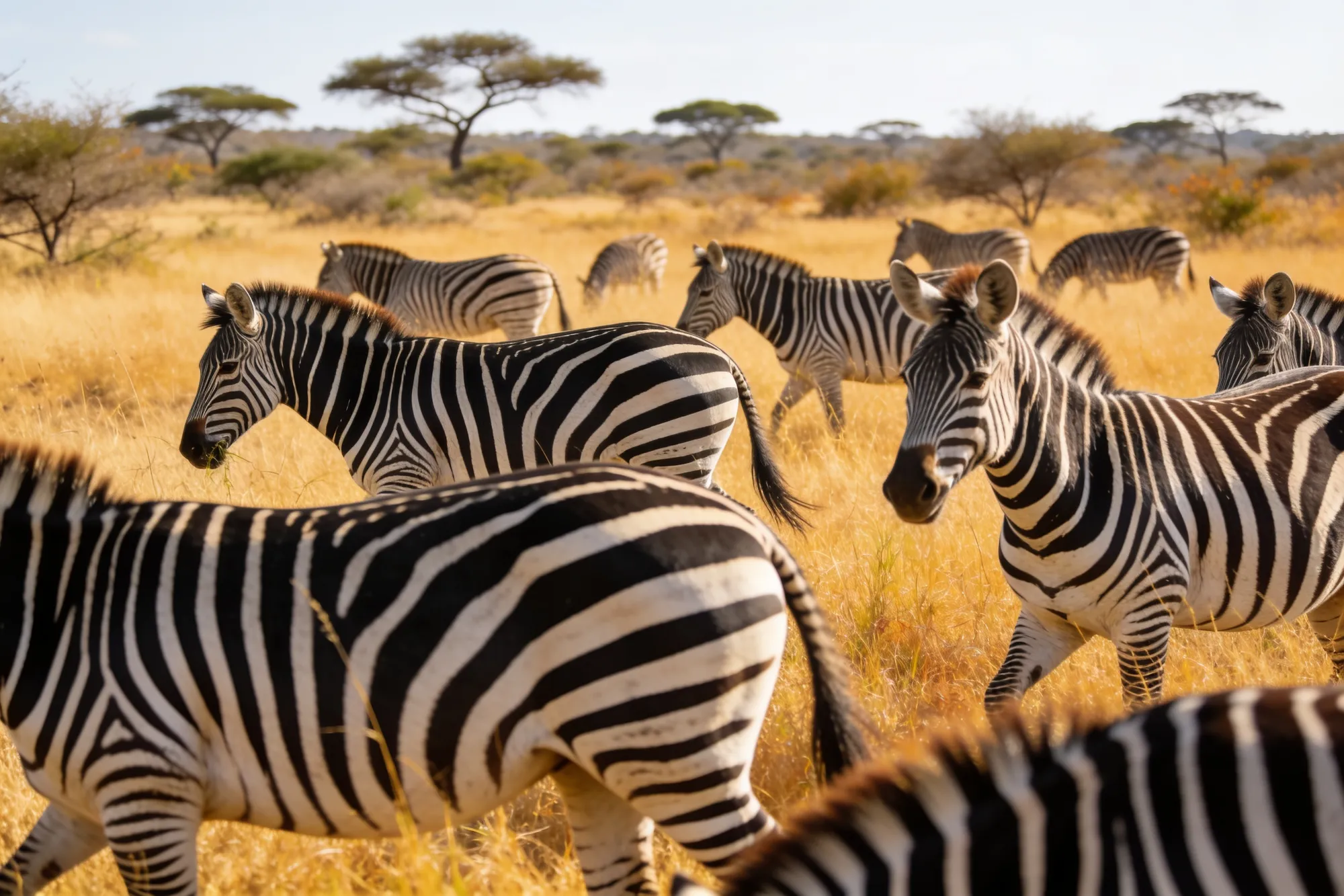 Photo: A zebra herd on the plains