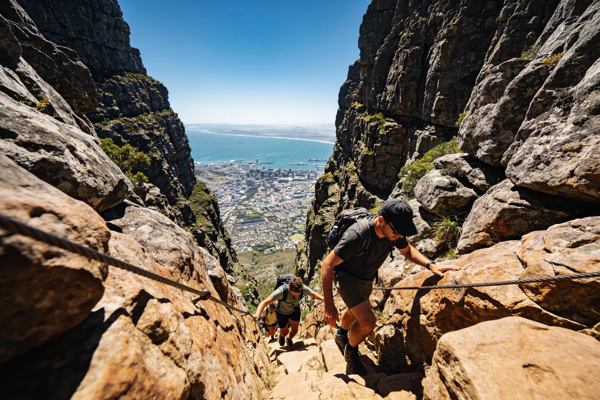 Hiking up Platteklip Gorge