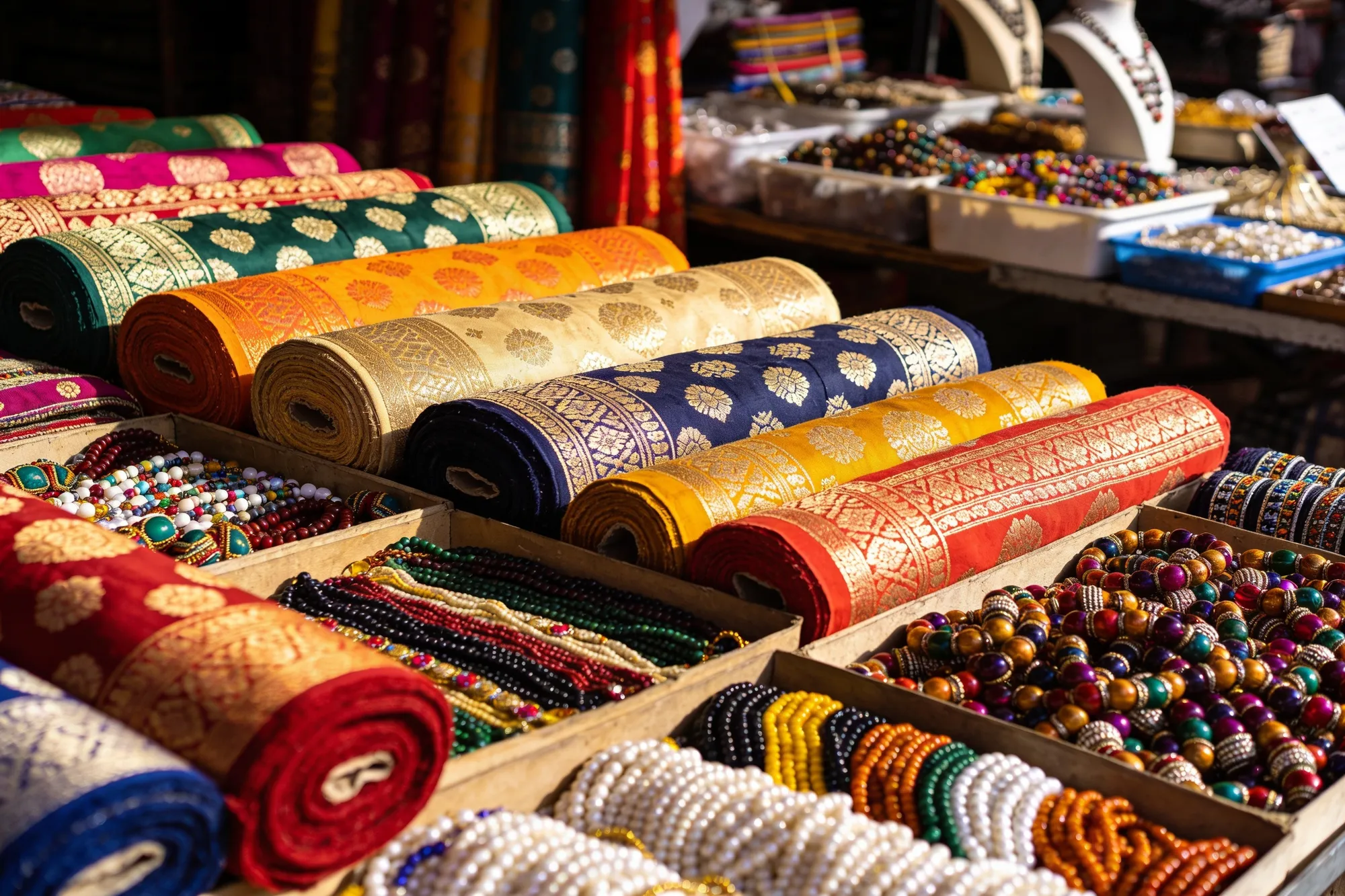 Photo — Fabric and bead stalls