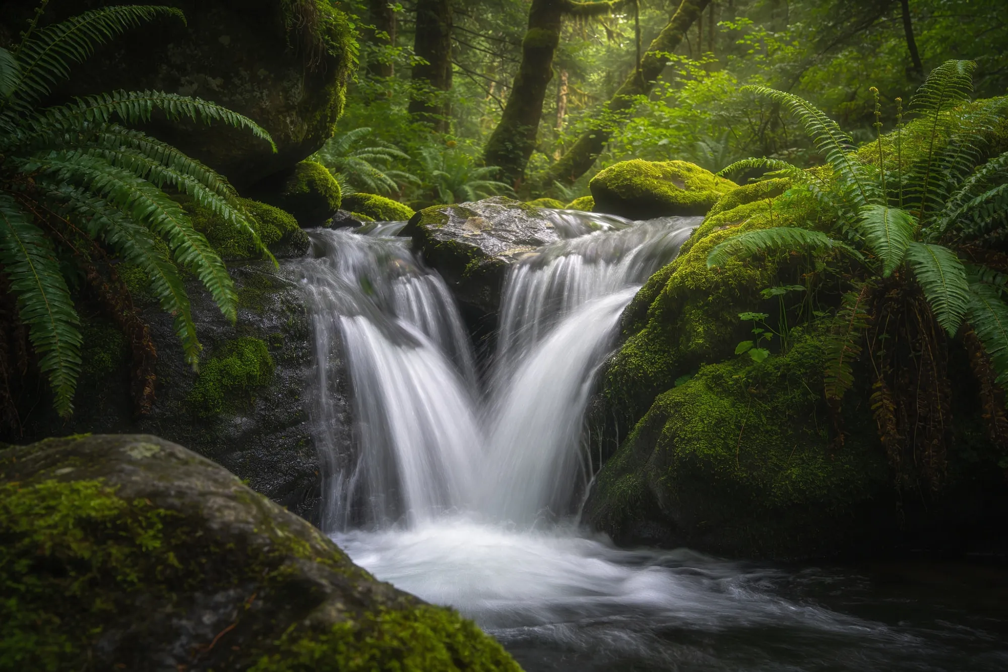 Photo — The forest waterfall